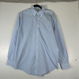 Brooks Brothers Classic Polo Light Blue Houndstooth‎ Men's Shirt 15 1/2-4/5